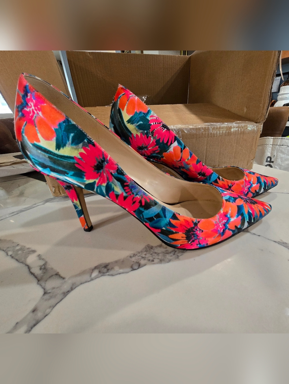 Nine West Neon Floral Pointed-Toe Stiletto Heels Women's 11m